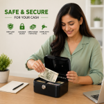 Carbon Steel Cash Box With Secure Lock – Mini Money Safe, Portable Coin Bank, Metal Collection Storage - Image 7