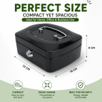 Carbon Steel Cash Box With Secure Lock – Mini Money Safe, Portable Coin Bank, Metal Collection Storage - Image 2