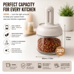 Premium 280ml Glass Spice Jar with Retractable Measuring Spoon & Airtight Lid - Image 2
