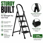 Premium 4 Step Ladder – Black Colour | Heavy Duty Steel Folding Household Ladder - Image 3