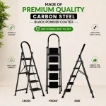 Premium 5 Step Ladder – Black Colour | Heavy Duty Steel Folding Household Ladder - Image 3