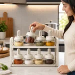 Premium 280ml Glass Spice Jar with Retractable Measuring Spoon & Airtight Lid - Image 3