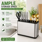 Stainless Steel Kitchen Utensil Holder  – Multi Compartment Cutlery Organizer - Image 6