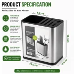 Stainless Steel Kitchen Utensil Holder  – Multi Compartment Cutlery Organizer - Image 2