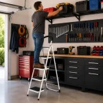 Premium 5 Step Steel Folding Ladder – Wide Step Household Ladder | White Powder Coated - Image 5