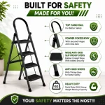 Premium 4 Step Ladder – Black Colour | Heavy Duty Steel Folding Household Ladder - Image 5
