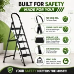 Premium 5 Step Ladder – Black Colour | Heavy Duty Steel Folding Household Ladder - Image 4