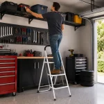 Premium 3 Step Ladder, Steel Folding Ladder – Wide Step Household Ladder | White Powder Coated - Image 3