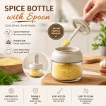 Premium 280ml Glass Spice Jar with Retractable Measuring Spoon & Airtight Lid - Image 4