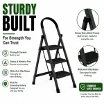 Premium 3 Step Steel Folding Ladder – Black Powder Coated Household Ladder - Image 3