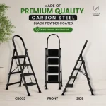 Premium 4 Step Ladder – Black Colour | Heavy Duty Steel Folding Household Ladder - Image 2