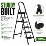 Premium 6 Step Ladder – Black Colour | Heavy Duty Steel Folding Household Ladder - Image 3