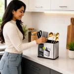 Stainless Steel Kitchen Utensil Holder  – Multi Compartment Cutlery Organizer - Image 4