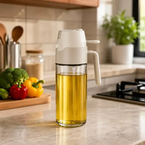 Premium 550ml 2-in-1 Glass Oil Dispenser & Sprayer – Spray & Pour Oil Bottle