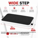 Premium 4 Step Ladder, Steel Folding Ladder – Wide Step Household Ladder | White Powder Coated - Image 4