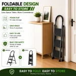 Premium 3 Step Steel Folding Ladder – Black Powder Coated Household Ladder - Image 6