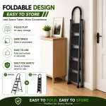 Premium 5 Step Ladder – Black Colour | Heavy Duty Steel Folding Household Ladder - Image 6