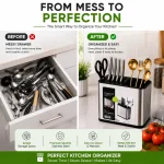 Stainless Steel Kitchen Utensil Holder  – Multi Compartment Cutlery Organizer - Image 5