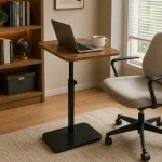 Rotating Side Table with Wooden Top - Height Adjustable 360° - Image 5