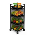 4 Tier Ventilated Mesh Basket Rolling Storage Trolley - Image 2