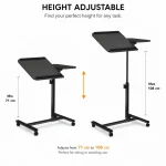 360° Tilting Height Adjustable Mobile Laptop Table with Wheels - Image 4