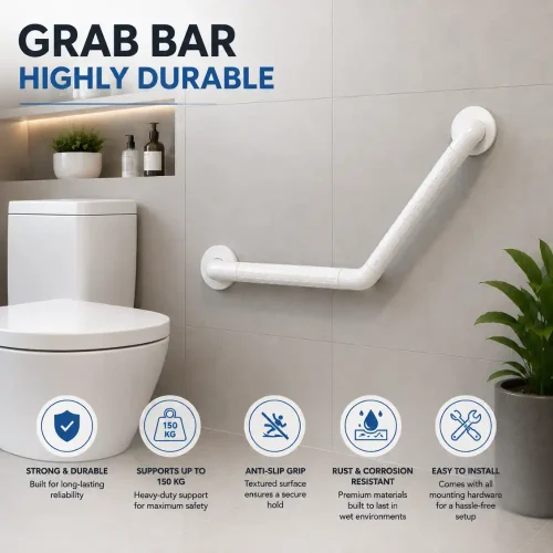 Handicap Bathroom L Shape Holder | Heavy Duty L Shaped Safety Grab Bar