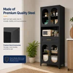 Steel Storage Cabinet – Multipurpose Kitchen & Home Organizer | Black & White - Image 7
