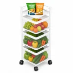 4 Tier Ventilated Mesh Basket Rolling Storage Trolley - Image 3