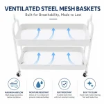 Carbon Steel Clothes Hanging Rack with 2 Storage Shelves - Image 4
