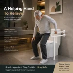Handicap Bathroom Foldable Commode Holder with Stand | Heavy Duty Toilet Safety Rail - Image 3