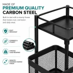 4 Tier Ventilated Mesh Basket Rolling Storage Trolley - Image 8