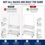 Carbon Steel Clothes Hanging Rack with 2 Storage Shelves - Image 2