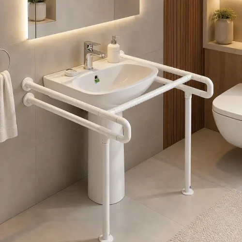 Handicap Bathroom Sink Holder | Accessible Wash Basin Safety Support Rail