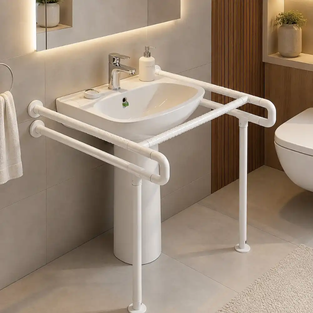 Handicap Bathroom Sink Holde Handicap Bathroom Sink Holder | Accessible Wash Basin Safety Support Rail - Image 1