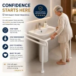 Handicap Bathroom Sink Holder | Accessible Wash Basin Safety Support Rail - Image 3