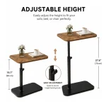Rotating Side Table with Wooden Top - Height Adjustable 360° - Image 2