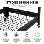 3 Tier Fully Steel Kitchen Storage Rack with Wheels – Black - Image 7