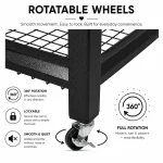 3 Tier Fully Steel Kitchen Storage Rack with Wheels – Black - Image 5
