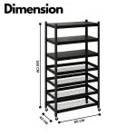 7 Tier Fully Steel Multipurpose Storage Rack with Wheels – Black - Image 2