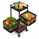 4 Tier Ventilated Mesh Basket Rolling Storage Trolley - Image 10