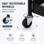 4 Tier Steel Kitchen Cart with Wooden Top & Wheels – Black / White - Image 5