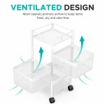 4 Tier Ventilated Mesh Basket Rolling Storage Trolley - Image 7