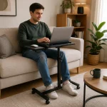 360° Tilting Height Adjustable Mobile Laptop Table with Wheels - Image 3