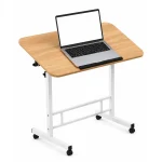 Height Adjustable Mobile Laptop Table with Wooden Top