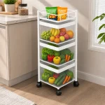 4 Tier Ventilated Mesh Basket Rolling Storage Trolley - Image 5