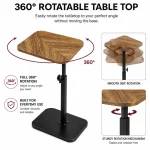 Rotating Side Table with Wooden Top - Height Adjustable 360° - Image 4