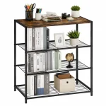 4 Tier Multipurpose Steel Shoe & Storage Rack with Rustic MDF Top - Image 3