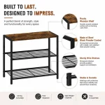3 Tier Multipurpose Steel Shoe & Storage Rack with Rustic MDF Top - Image 5
