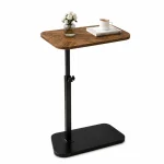 Rotating Side Table with Wooden Top - Height Adjustable 360°