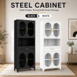 Steel Storage Cabinet – Multipurpose Kitchen & Home Organizer | Black & White